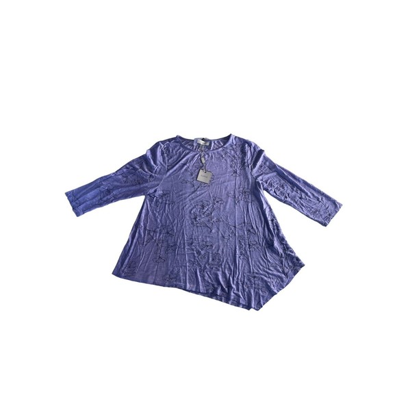 NWT Cupio Women’s Large Pretty Floral Violet Blouse Spring Summer Asymmetrical - Picture 5 of 16